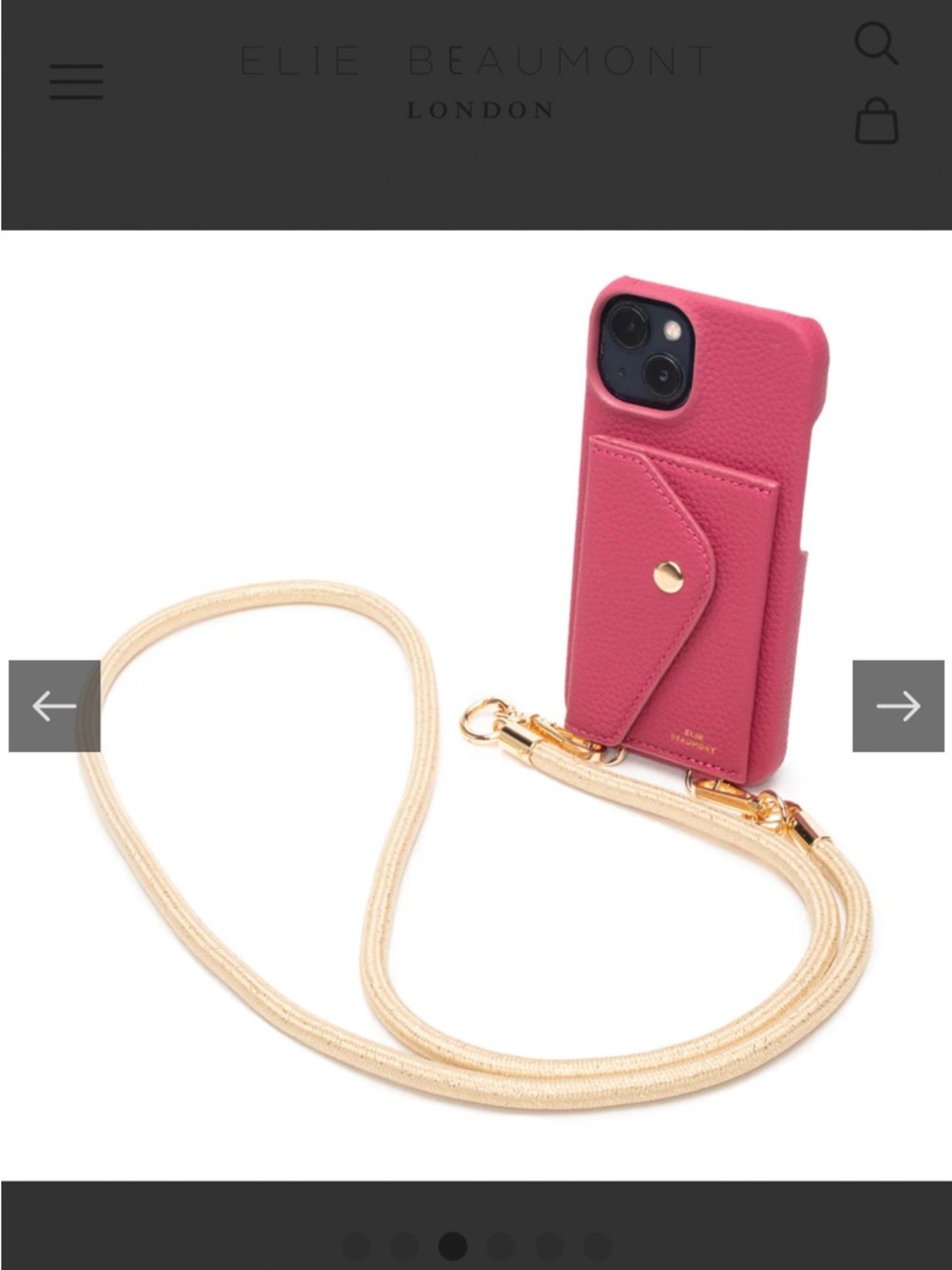 Elie Beaumont Pink Crossbody Leather Phone Case w. Card Pocket - champagne strap